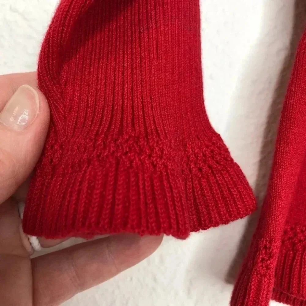 NWT Mayoral Chic cardigan sweater red cable‎ knit peplum hem size 6 months
